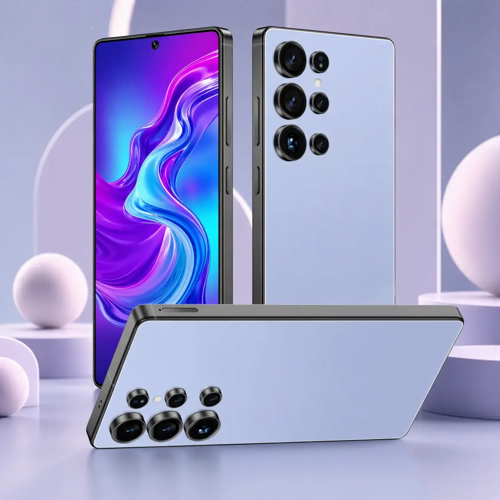 5g smartphone new Front and back view of I25 Ultra 5G Smart Phone displaying sleek design