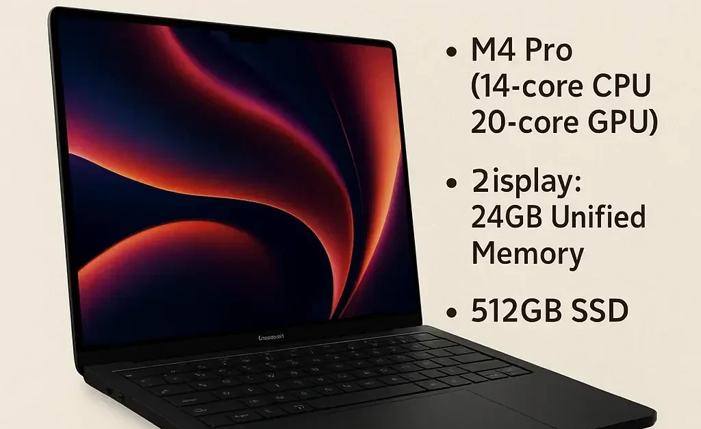 Apple MacBook Pro 2024, 16.2-inch, sleek silver laptop, front view