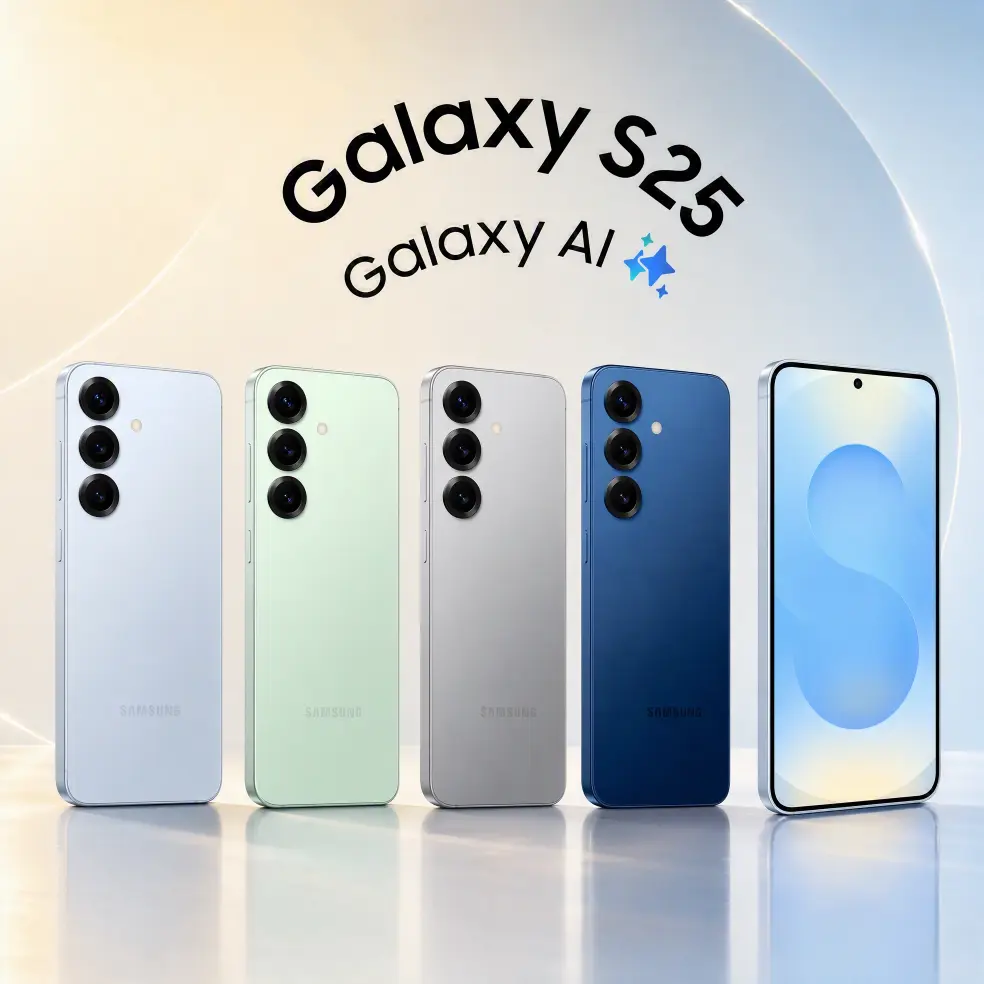 modern design of the Samsung Galaxy S25 Back panel of Samsung Galaxy S25 showing triple camera module