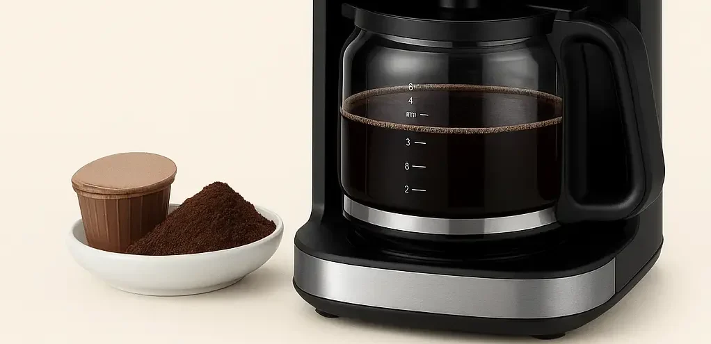 AIRMSEN programmable coffee maker with digital controls and glass carafe, brews up to 12 cups