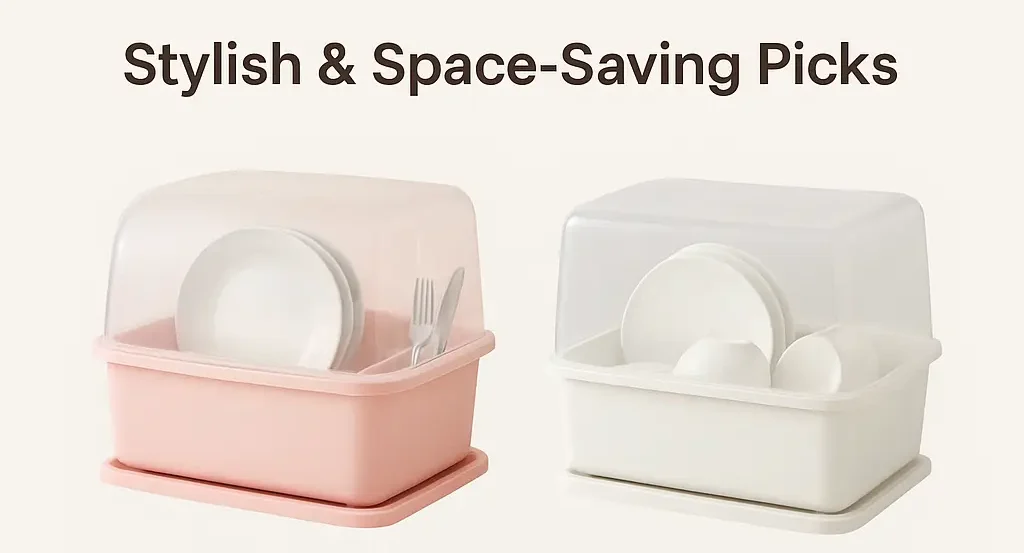 Top dish drying racks with protective covers