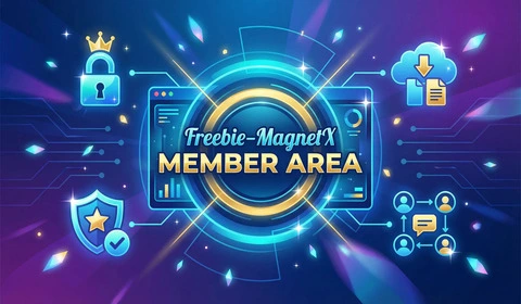 Freebie-MagnetX Members Freebie-MagnetX member area dashboard with video courses for lead magnets and affiliate marketing