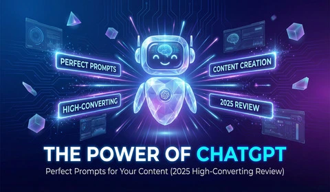 AI chatbot illustration with digital content icons, highlighting The Power of ChatGPT for creating standout digital products