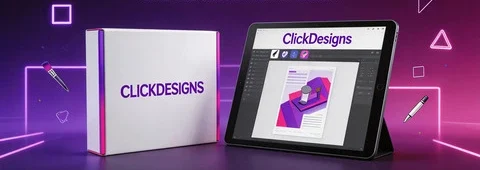 ClickDesigns Commercial graphic design software for creating professional marketing graphics, social media visuals, and website images