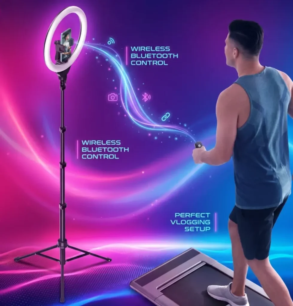 Best budget creator UBeesize 12 inch LED ring light with 62 inch extendable tripod stand for studio lighting.